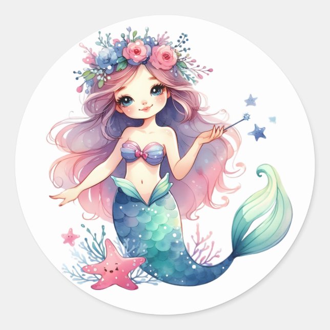 Cute Colorful Mermaid Stickers (Front)