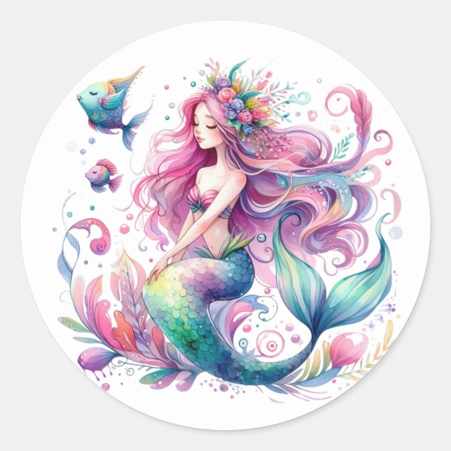 Cute Colorful Mermaid Stickers (Front)