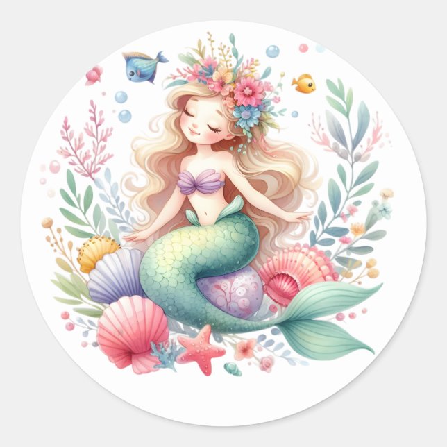 Cute Colorful Mermaid Stickers (Front)