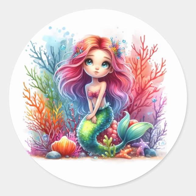 Cute Colorful Mermaid Stickers (Front)