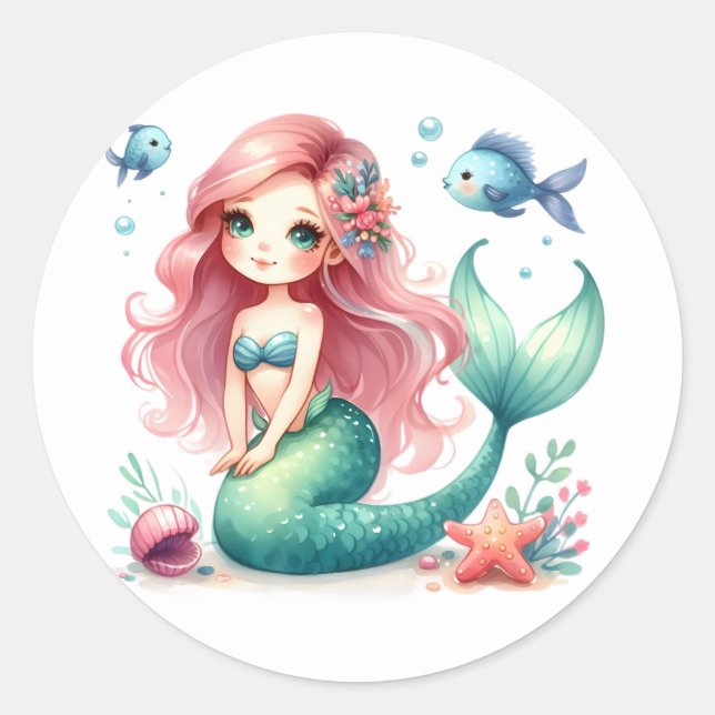 Cute Colorful Mermaid Stickers (Front)