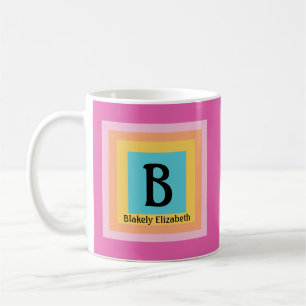 Cute & Colorful Monogram Letter Name Girly Fun Coffee Mug