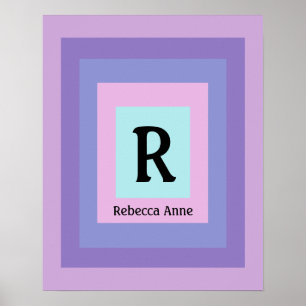 Cute & Colorful Monogram Letter Name Girly Fun Poster