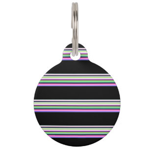 Cute colorful neon stripes pet tag