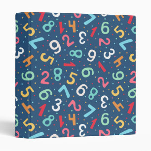 Cute Colorful Numbers Pattern  Blue Kids Binder
