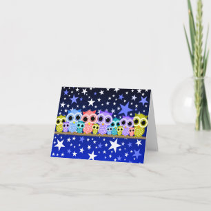 cute colorful owls note cards