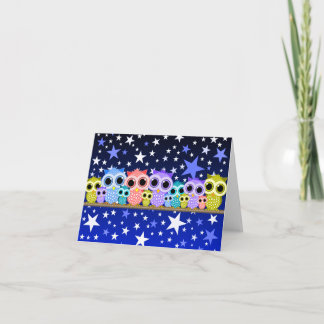 cute colorful owls note cards