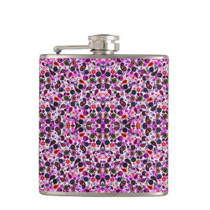 Cute colorful paisley patterns hip flask