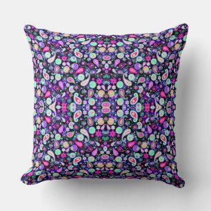 Cute colorful paisley patterns throw pillow