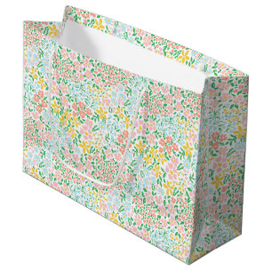 Cute Colorful Pastel Garden Flower Pattern Large Gift Bag
