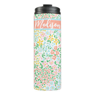 Cute Colorful Pastel Garden Flower Pattern Thermal Tumbler