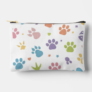 Cute Colorful Paw Prints Pattern Zipper Pouch