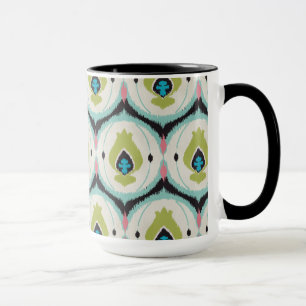 Cute colorful pink mint ikat tribal patterns mug