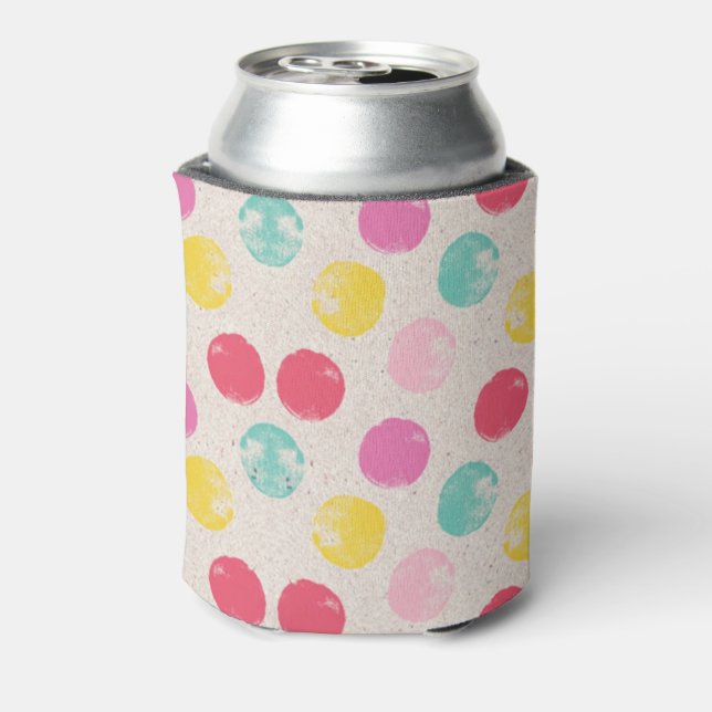Cute Colorful Polka Dot Pattern Can Cooler (Can Back)