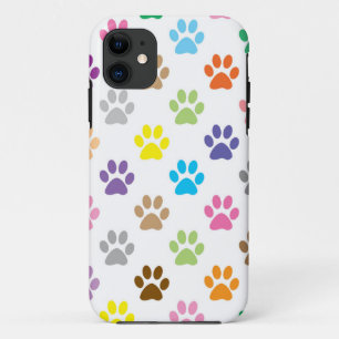 Cute colorful puppy paw prints pattern iPhone 11 case