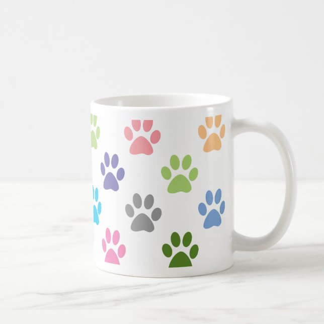 Cute colorful puppy paw prints pattern coffee mug (Right)