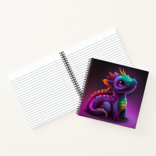 Cute Colorful Purple Dragon Lizard Artwork   Notebook