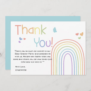 Cute Colorful Rainbow Baby Shower Thank You Card
