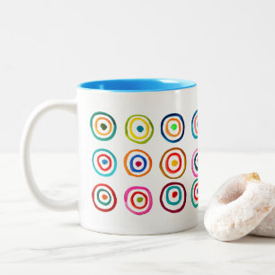 Cute colorful rainbow circles whimsical Two-Tone coffee mug