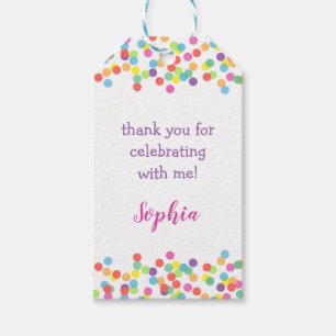 Cute Colorful Rainbow Confetti Girl Gift Tag