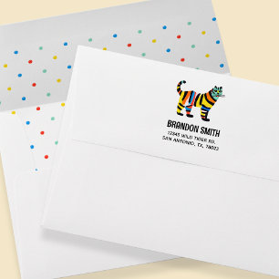 Cute Colorful Rainbow Tiger Birthday Party Envelope