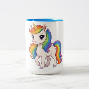 Cute, Colorful Rainbow unicorn  Two-Tone Coffee Mug