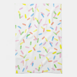 Cute colorful rainbow watercolor sprinkles fun kitchen towel