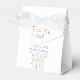 Cute Colorful Rainbow with Hearts Baby Shower Favor Box