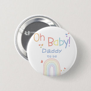 Cute Colorful Rainbow with Hearts Daddy-to-be 2 Inch Round Button