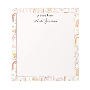 Cute Colorful Rainbows and Daisy Flowers Abstract Notepad