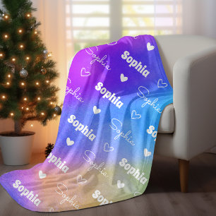 Cute colorful repeating name personalized girly  fleece blanket