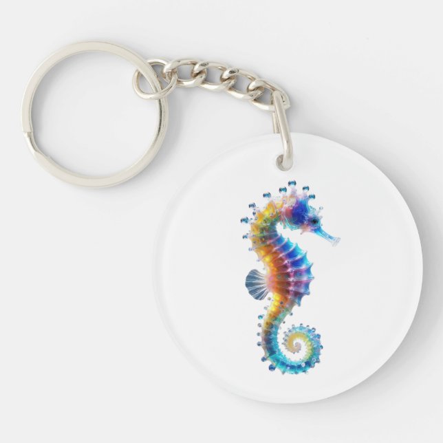 Cute Colorful Seahorses Keychain (Front)