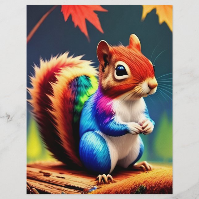 Cute Colorful Sitting Squirrel-75463 Letterhead (Front)