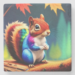 Cute Colorful Sitting Squirrel-75463 Stone Coaster