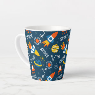 Cute Colorful Space Adventures Pattern Latte Mug