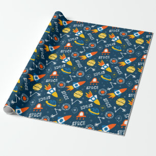 Cute Colorful Space Adventures Pattern Wrapping Paper