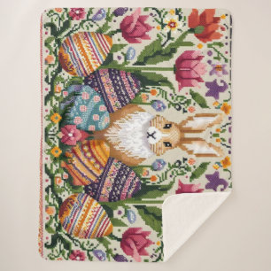 Cute/Colorful Spring/Easter fair isle  Sherpa Blanket