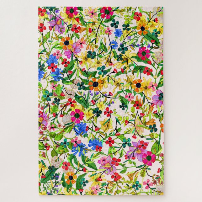 Cute colorful spring floral flowers jigsaw puzzle (Vertical)