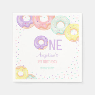 Cute Colorful Sprinkle Donuts First Birthday Napkin
