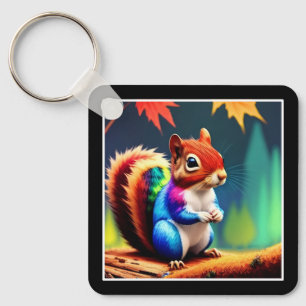 Cute Colorful Squirrel Digital Painting-75364 Keychain