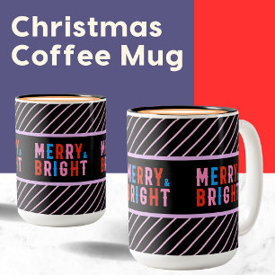 Cute Colorful Striped Pattern, Christmas Gift Two-Tone Coffee Mug