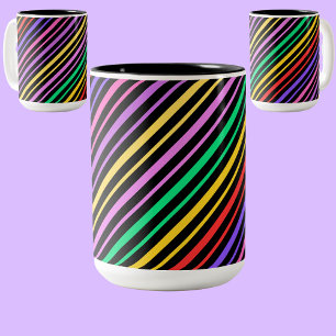 Cute Colorful Striped Pattern, Christmas Gift Two-Tone Coffee Mug