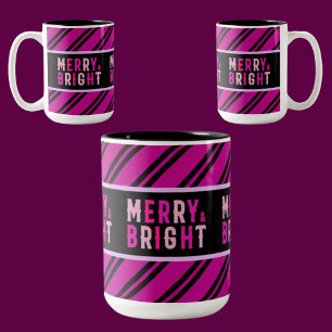 Cute Colorful Striped Pattern, Christmas Gift Two-Tone Coffee Mug