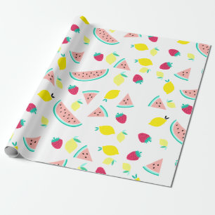 cute colorful summer fruits pattern wrapping paper