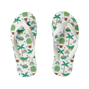 Cute Colorful Turtle Alligator Rainbow Pattern Kid's Flip Flops