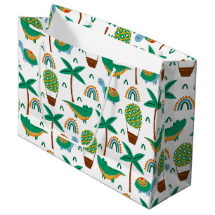 Cute Colorful Turtle Alligator Rainbow Pattern Large Gift Bag