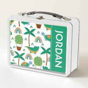 Cute Colorful Turtle Alligator Rainbow Pattern Metal Lunch Box