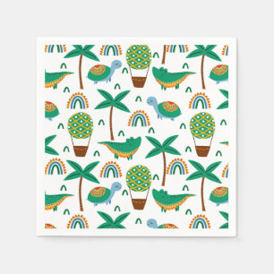 Cute Colorful Turtle Alligator Rainbow Pattern Napkin