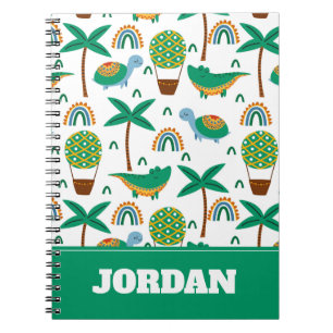 Cute Colorful Turtle Alligator Rainbow Pattern Notebook