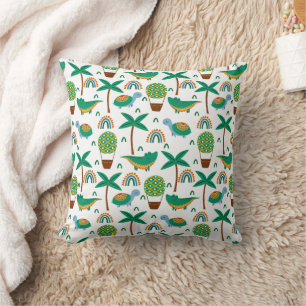 Cute Colorful Turtle Alligator Rainbow Pattern Throw Pillow
